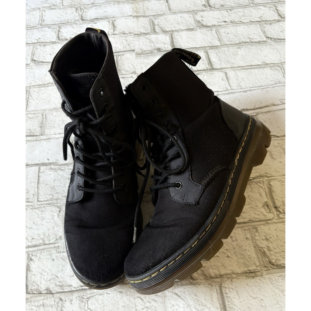 Dr. Martens Combs Boots Women Size 9 Black Nylon Canvas Combat Boots Extra Tough
